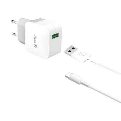 Celly - Thuislader USB-C 2.4A Wit (EU)