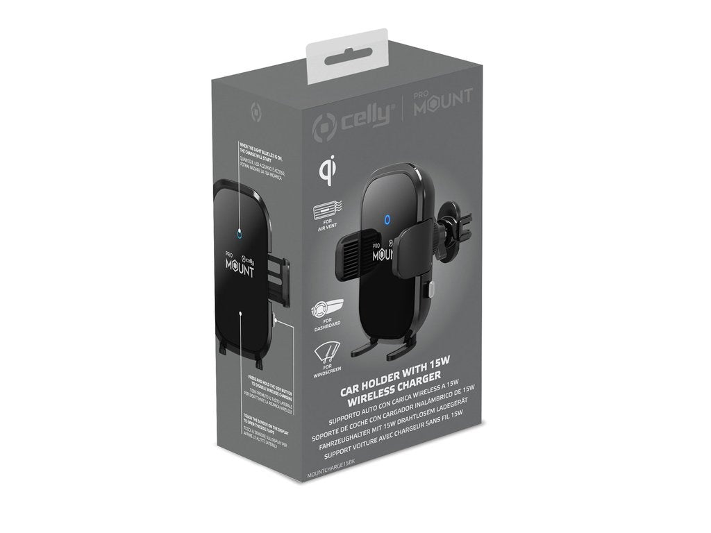 Celly - Draadloze Telefoon Houder 15W BK