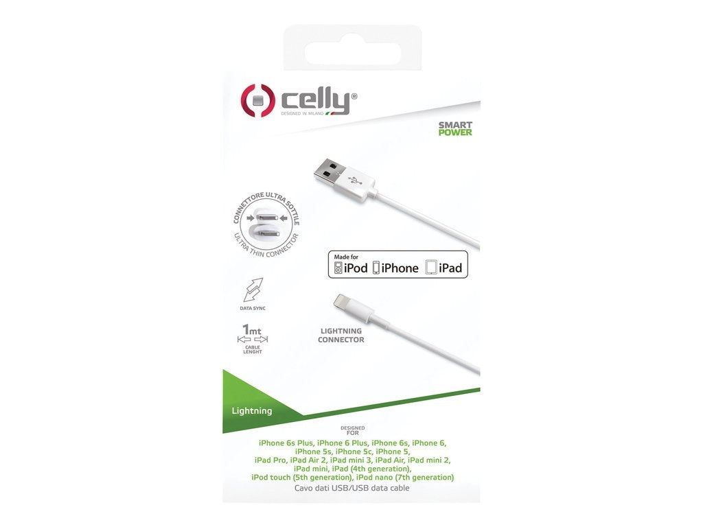 Celly - Datakabel Iphone lightning 1m Wit